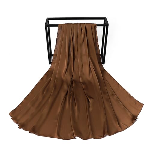 Luxury Silky Satin Hijab for Women, Shimmer Crinkle Muslim Head Scarf, Graceful Feminine Charm - color: Light Brown