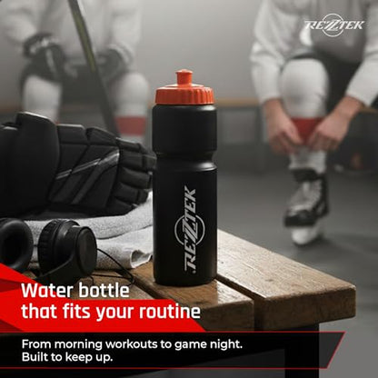 Hockey Water Bottle 25 oz with Short Spout – BIO-Based Plastic Bottle | Sports Water Bottle with Screw Cap – Squeeze Hockey Bottle for Rink, Gym & Field – Dishwasher Safe Water Bottle - style: Short Spout