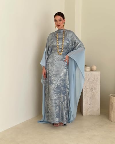 Kaftan Abaya Dubai Style Abaya Daily Smooth Flowy Muslim Dress Women Clothes - color: Grayish Green