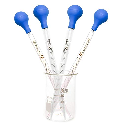 4 Pieces Glass Pipette 10ml 5ml Glass Graduated Pipettes Dropper with Big Rubber Cap Dropping Lab Pipette Transfer for Liquid Essential Oil - style: 4 Pieces