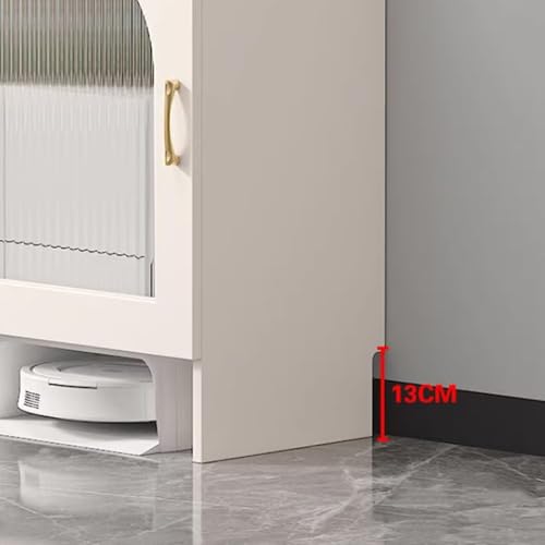 Sweeper Robot Storage Cabinet Living Room Sweeper Shelf Sweeping Machine Storage Cabinet Fish Tank Cabinet Sofa Side Table Storage Cabinet Sweeper Organizer(Gris)
