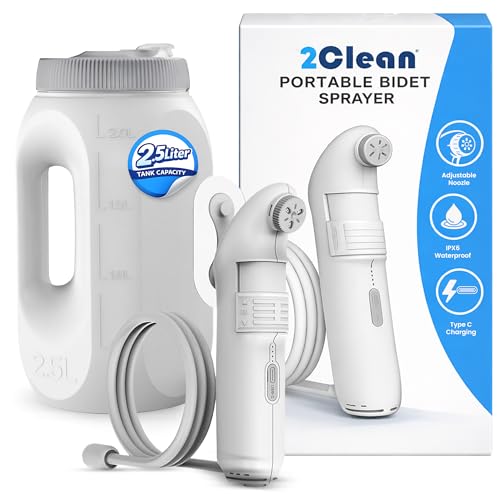 2Clean Portable Bidet, USB Rechargeable High Pressure Travel Sprayer, Home
