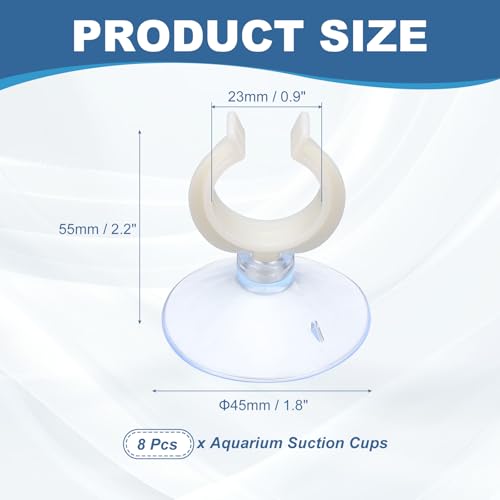 Aquarium Suction Cups, Fish Tank Suction Cups Clips Airline Tube Holders Clamps (Plastic, 8Pcs, Clear) for 0.9" Fish Tank Airline Tubing Binding Moss Shrimp Nest, 23x45MM - color: Clear, size: 23x45MM