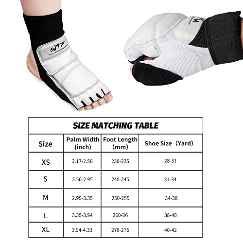 Taekwondo Karate Gloves & Sparring Gear Foot Protector Set, Boxing Sparring Foot Guard and Half-Finger Gloves for Martial Arts TKD Kung Fu Punch Bag Kickboxing MMA Training - size: Medium