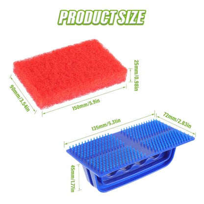 5 Pack Electric Cleaning Brush Pad Kitchen Bathroom Household Cleaning Pad Swimming Pool wall Cleaning Brush Heavy Duty Griddle Scrubber Scouring Pad and 1 Pack Handle kit(Red) - color: Red