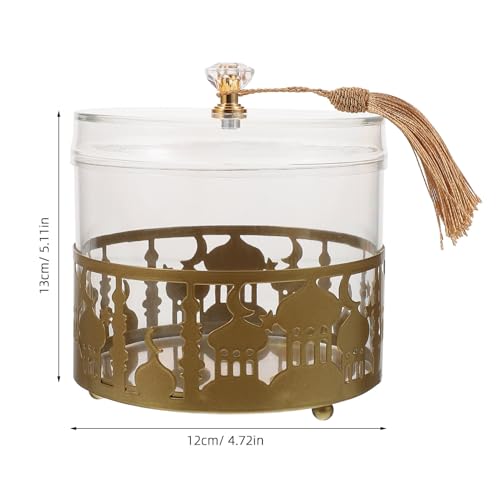 Wedding Candy Box 5.11X4.72X4.72In Gold Metal Candy Storage Box Middle East Style Ramadan Eid Mubarak Favor for Party Dessert Boxes