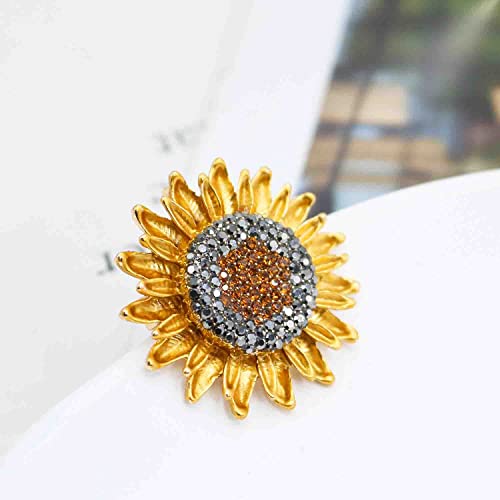 Crystal Pearl Flower Brooches Pins Fashion Beautiful Created Rhinestone Floral Brooch Good Idea for Party Dance Wedding Banquet for Elegant Women Girl - color: Sunflower