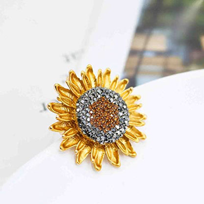 Crystal Pearl Flower Brooches Pins Fashion Beautiful Created Rhinestone Floral Brooch Good Idea for Party Dance Wedding Banquet for Elegant Women Girl - color: Sunflower