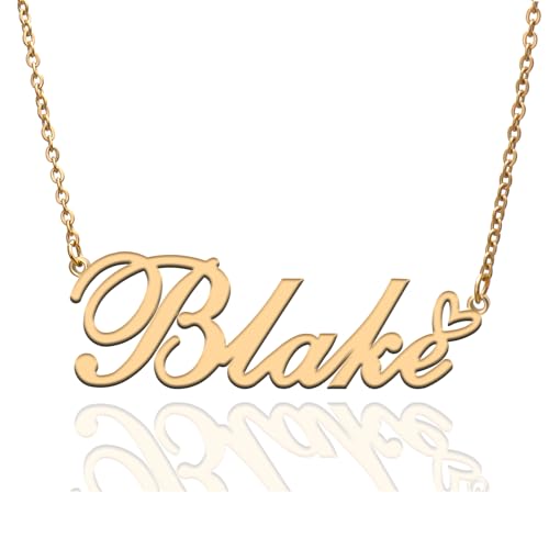 Custom Name Necklace Customized Personalized Plated Necklace for Mother Daughter Friendship Women Valentine's Day Christmas Birthday New Year Party - style: Blake Gold