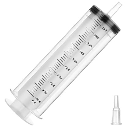 1000ml Large Syringe for Thick Liquids, Individually Wrapped | Plastic Syringe Without Needle for Scientific Labs, Measuring, Refilling - style: 1000cc