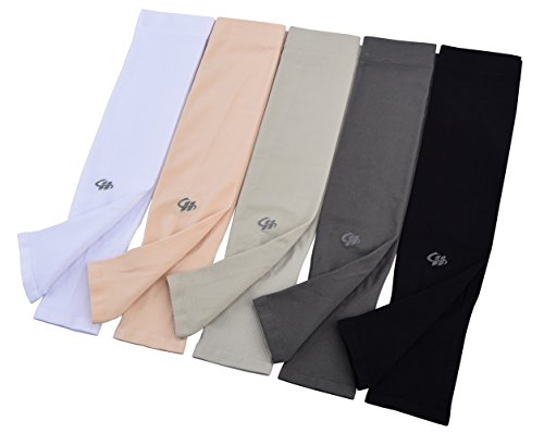 HOPESHINE Arm Cooling Sleeves UPF 50+ UV Protection Compression Cycling Outdoor Sports 5-Pairs - color: 5-pairs Wheat + Black+dark Grey+grey+white, size: S-XL