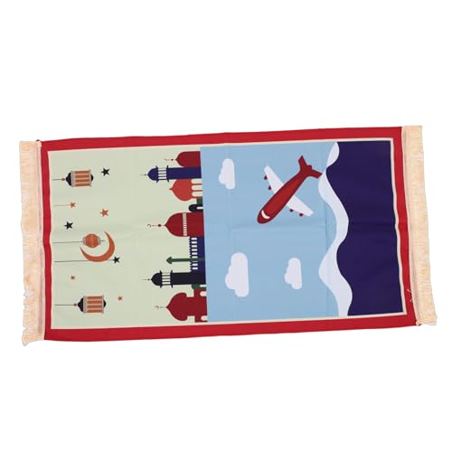 Rengue Kids Prayer Mat Childrens Prayer Rug Islamic Rug for Kids Cotton Traditional Design with Tassels for Home Solitude and Focus