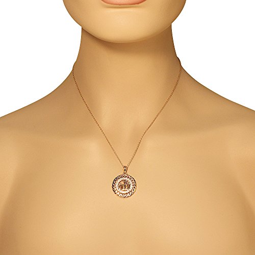 925 Sterling Silver Filigree Muslim Islam God Allah Pendant Necklace, 18" - color: Pink