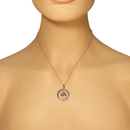 925 Sterling Silver Filigree Muslim Islam God Allah Pendant Necklace, 18" - color: Pink