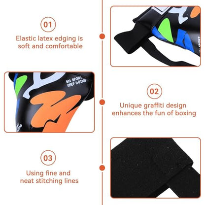 HERCHR Children Groin Guard, Boxing Kickboxing MMA Muay Thai Sparring Groin Guard Protective Gear for Sanda Taekwondo Training - color: Black