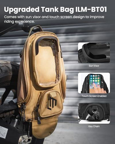 ILM Motorcycle Tank Bag Magnetic Waterproof Touch Screen Phone Pouch BT01 - color: Yellow Brown