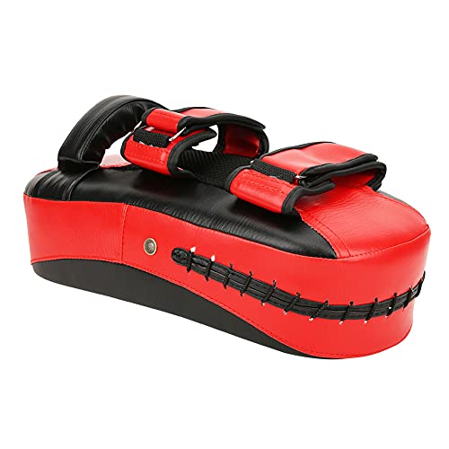 Muay Thai Kick Pad, Curved Shock Absorbing Strike Target for Boxing MMA Training PU Leather Red 36 x 19 x 9 cm 1 Pc