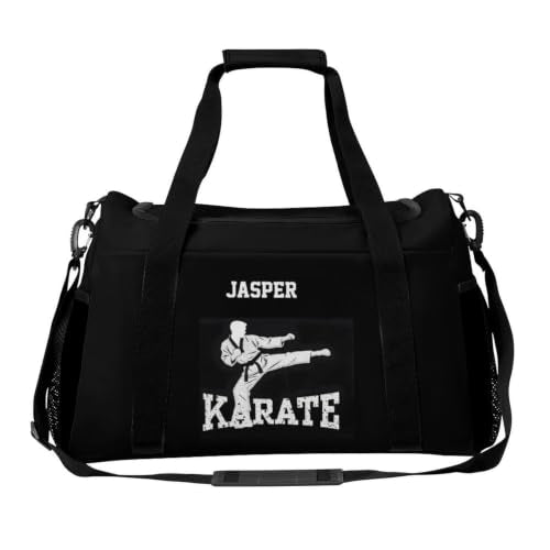 Personalized Taekwondo Karate Duffle Bag for kids Boy Girls,Custom Name Martial Arts Gear Bag,Water-Resistant Sparring Equipment Black Karate - color: Taekwondo Karate-05