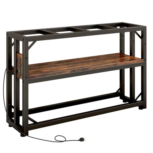 METYERRY 55 Gallon Fish Tank Stand with Power Outlet,Adjustable Shelf | 860 LBS Heavy Duty Metal Frame, Fits Fish Tanks Reptile Tanks and Turtle Tanks, Water Resistant Board, Home Aquarium Setup - color: Rustic Brown, size: 55 Gallon