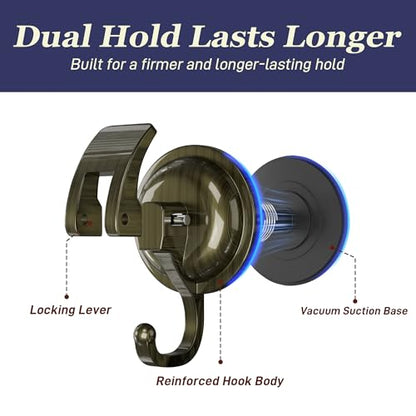 Heavy Duty Vacuum Suction Cup Hooks, Green Bronze Plated Polished Super Suction for Kitchen Bathroom, 2 Pack - color: Green Bronze