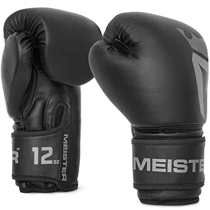 Meister [Critical] Boxing Gloves - Ergonomic High-Density Training Gloves | Pre-curved hand cage fits on day one, triple-layer impact foam, wide full-length wrist strap, matte EcoHide leather - style: 12 Ounce Gloves - Matte Black