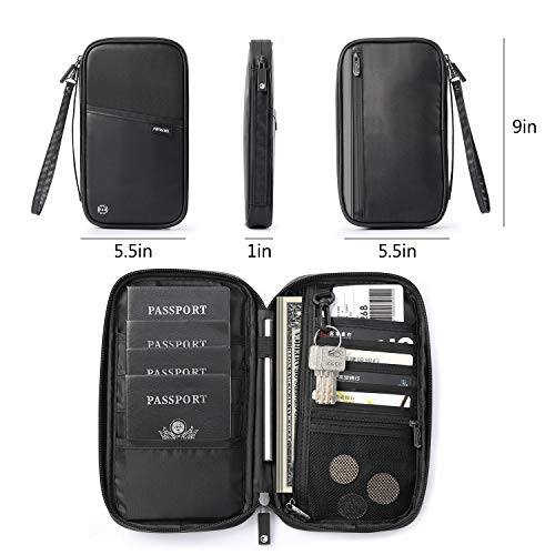 VanFn RFID Travel Passport Wallet, Family Passport Holder, Trip Document Organizer P.Travel Series (Nylon - Black) - color: A - Nylon - Black