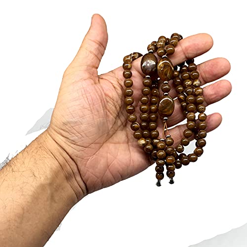 -8MM -99 Beads Necklace DHIKR TASBIH Collection- Imitation Acrylic Muslim Beads-Tesbih-Tasbih-Tasbeeh-Misbaha-Masbaha-Subha-Sebha (Brown-1) - color: Brown-1