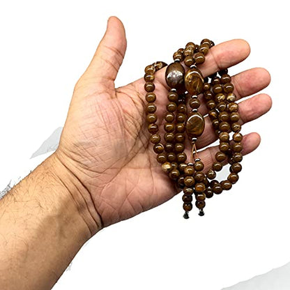 -8MM -99 Beads Necklace DHIKR TASBIH Collection- Imitation Acrylic Muslim Beads-Tesbih-Tasbih-Tasbeeh-Misbaha-Masbaha-Subha-Sebha (Brown-1) - color: Brown-1