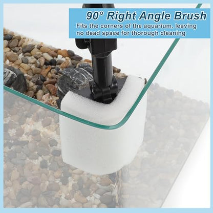 Fish Tank Cleaning Tools, 6 in 1 Fish Tank Cleaning Tools, Aquarium Cleaning Kit, Adjustable Telescopic Long Handle, with Scraper, Fish Net, Gravel Rake, Sponge Brush