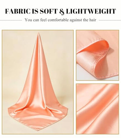 Sumolux Head Hair Scarf for Women 35" Like Satin Silk Scarf Hair Wrapping Night Bandana Large Square Scarves - color: A Solid Light Orange