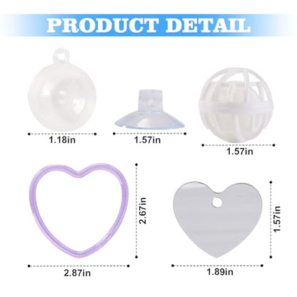 Betta Fish Toys, 2 PCS Heart Fish Exercise Ring and Nitrifying Balls Set, Heart Betta Mirror Toy Set, Feeding Ring with Suction Cup, Fishing Tank Accessories for Gifts (Purple) - color: Purple Heart