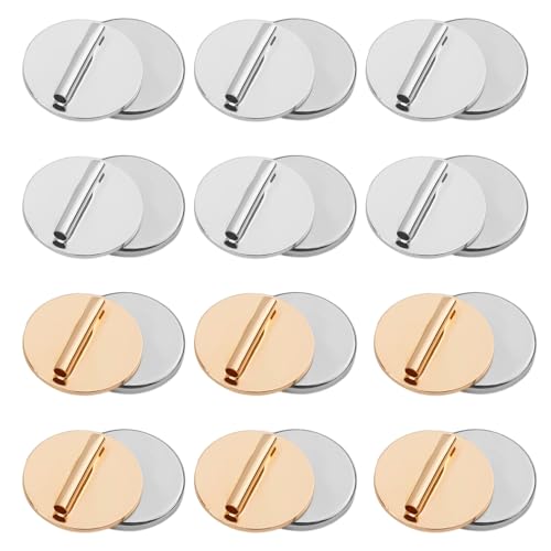 12pcs Mini Pin Brooch Converter, Magnetic Metal Pin Backs Harm Free Brooch Pin Converter for Scarf Hijab Shawls Thin Fabric Harm Free (6 Gold, 6 Silver)