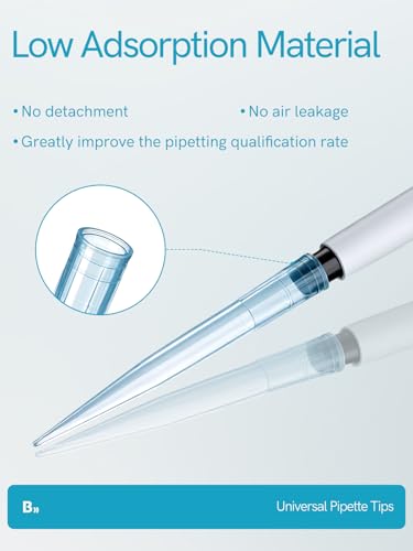 Pipette Tips 1000uL 500pcs, 1ml Universal Pipetting Tips, DNase/RNase Free and Pyrogen Free, Low Retention, Laboratory Liquid Handling, Autoclavable, Polypropylene (PP) - size: 1000uL(500PCS)