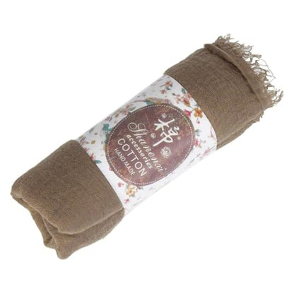 Nydotd Women Summer Cotton Linen Scarf Crinkle Long Beach Shawl Wrap hijab with Fringe - color: Khaki