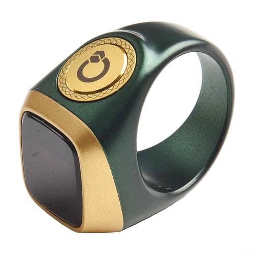 IQibla Smart for Zikr Ring with Digital Counter, Vibration Reminder, for OLED Display, 40mAh for battery and Prayer Time Alerts for Muslims, Black(22mm green) - size: 22mm green