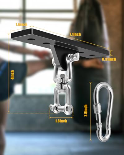 Ceiling Mounted Swing Hooks Rotate 360 Degrees, Heavy Bag Hanger for Punching Bags, Stainless Steel Swing Hangers for Gym Aerial Yoga Swing Chairs and Hammocks - style: Heavy Bag Hanger with Link Buckle