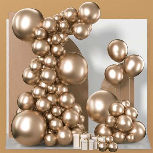 PartyWoo Metallic Gold Balloons 152pcs Chrome Gold Balloons Different Sizes - color: Gold-g127