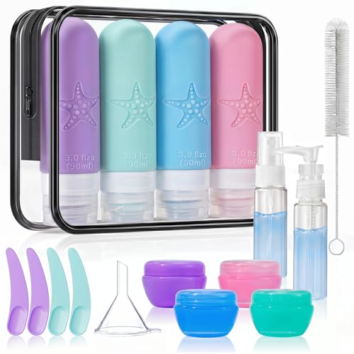 18 Pack Travel Bottles for Toiletries, Leak Proof, TSA Approved 3oz - color: 06-Green