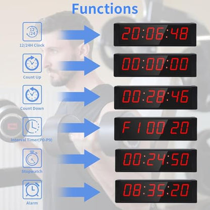 Large Stopwatch with Start/Stop Button, LED Digital Timer with Remote, Countdown Clock with Buzzer, Gym Clock for Home Gym, Interval Timer for Workout, Rechargeable (with Stand) - style: Rechargeable(with stand)