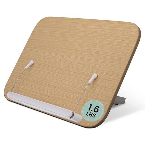 Wood Book Stand - Book Holder for Reading Hands Free, Foldable, Adjustable Book Display Stand, Cookbook Stand Portable, Lightweight Page Holder for Book Lovers, Cooks, Students 13.4"x9.4"