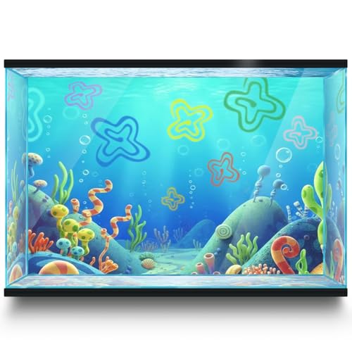 Aquarium Background Stickers for 5-9 Gallon Tanks, Cartoon Underwater Self-Adhesive Fish Tank Reptile Terrarium Decor Poster (16 x 12inches / (41 x 31 cm)) - size: 16 x 12inches / (41 x 31 cm)