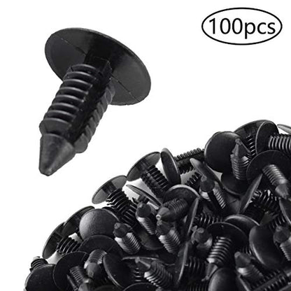 AUTOKAY 100Pcs 8mm Bumper Clips Auto Car Hole Plastic Rivets Fastener | Retainer Clips Fender Push Pin Fits for GM #1605396, 1595864 for Chrysler 6030441 for Ford 388577S, W705589-S300
