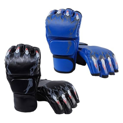 Generic 2 Pairs MMA Gloves Martial Arts Bag Gloves Boxing Fight Gloves Kickboxing Gloves for Sparring - color: Black and Blue
