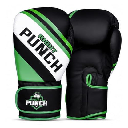 Boxing Gloves for Men & Women – Faux Leather Muay Thai, Kickboxing, MMA & Sparring Gloves – Training Heavy Bag Gloves with Secure Wrist Strap & Thumb Lock – 2 4 6 8 10 12 14 16oz - color: GREEN/BLACK, size: 12 OZ