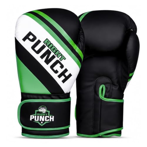 Boxing Gloves for Men & Women – Faux Leather Muay Thai, Kickboxing, MMA & Sparring Gloves – Training Heavy Bag Gloves with Secure Wrist Strap & Thumb Lock – 2 4 6 8 10 12 14 16oz - color: GREEN/BLACK, size: 6 OZ