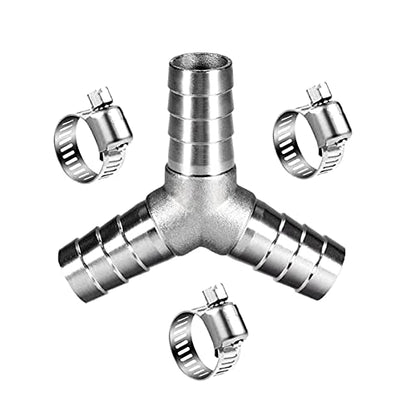 5/8" Hose Barb Fitting Equal Barbed Y Shaped 3 Way Wye Stainless Steel Tubing Joint Splicer Mender Adapter Union for Oxygen Tubing Pipe Household Fuel Gas Liquid Air with 3pcs Hose Clamps - size: 5/8 Inch, style: 1 Pcs