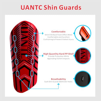 Shin Guards - Soccer Shin Guards with Cushion Protection for Kids/Adults - color: Red and Purple,Shin Pads 2 Pairs, size: Medium