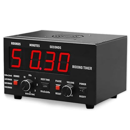 Boxing Interval Timer, Professional Gym Timer with LED Display, Adjustable Buzzer, Selectable Training Time & Cycle Repetitions for Muay Thai/Kickboxing - color: Red