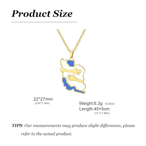 Iran Necklace Iran Map Charm Necklaces Dainty Gold Necklaces for Women Silver Jewelry Gifts for Women - color: A7：gold hug iran necklace