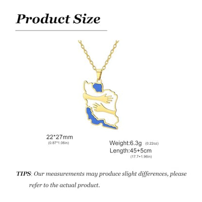 Iran Necklace Iran Map Charm Necklaces Dainty Gold Necklaces for Women Silver Jewelry Gifts for Women - color: A7：gold hug iran necklace